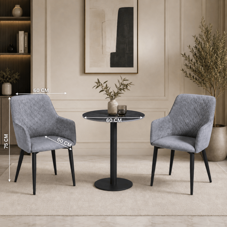 طقم كرسيين و طاولة 1+2 TS-02 GREY/BLACK