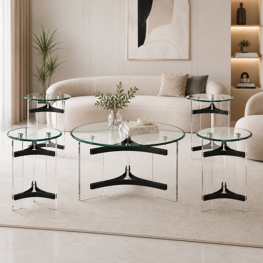 طقم طاولة اكرليك زجاج 1 4 BLACK 3019 1