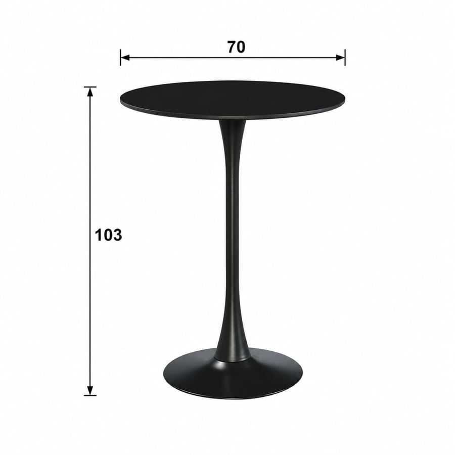 طاولة كافيه خشب دائري 70*70*103 3364 BLACK