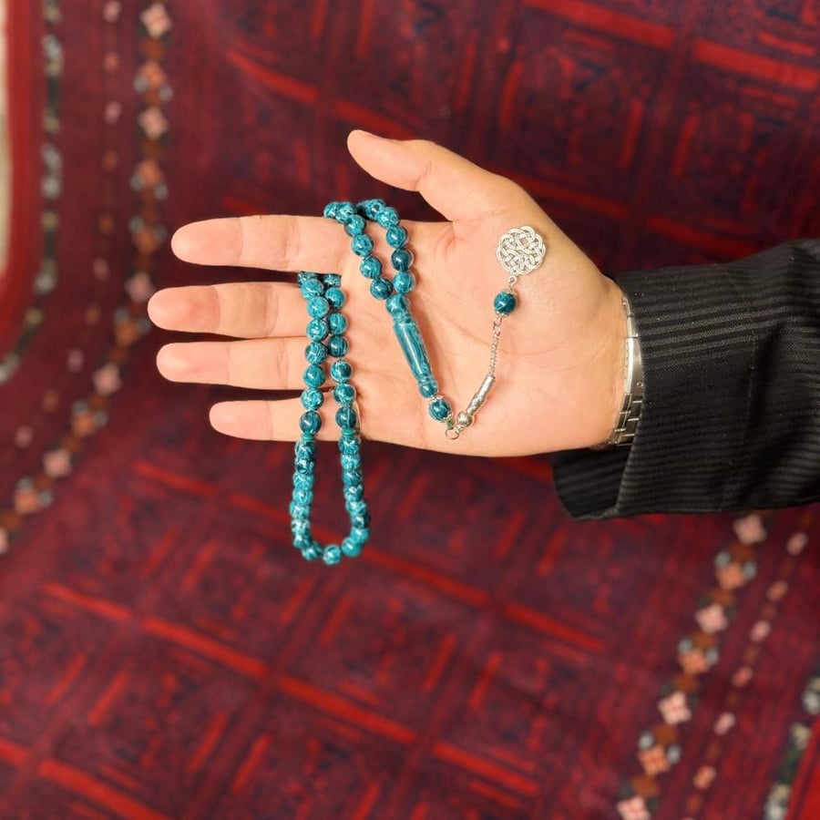 مسباح بكلايت لون اخضر بتعريق ابيض  طربزونه حديد مقاوم للقطع