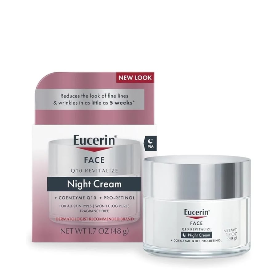 كريم الليل لمقاومة التجاعيد كيو 10 مع برو-ريتينول من يوسيرين (Eucerin Q10 Anti-Wrinkle + Pro-Retinol Night Cream) - 48 جم
