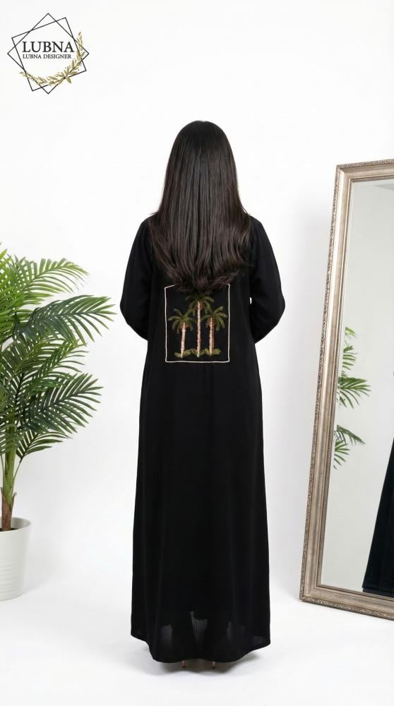 عباية اسود النخلة بتطريز يدوي مميز