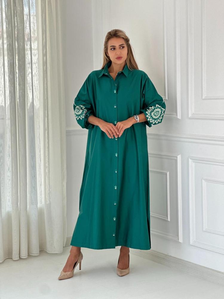 Ramadan embroidered traditional dress - Olive