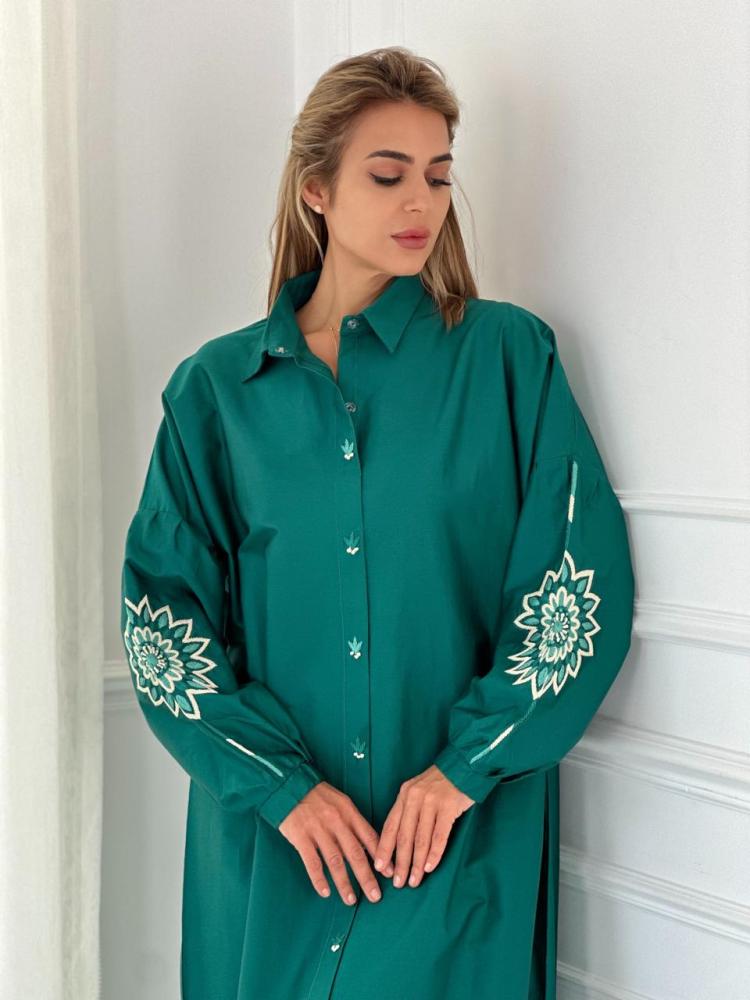 Ramadan embroidered traditional dress - Olive