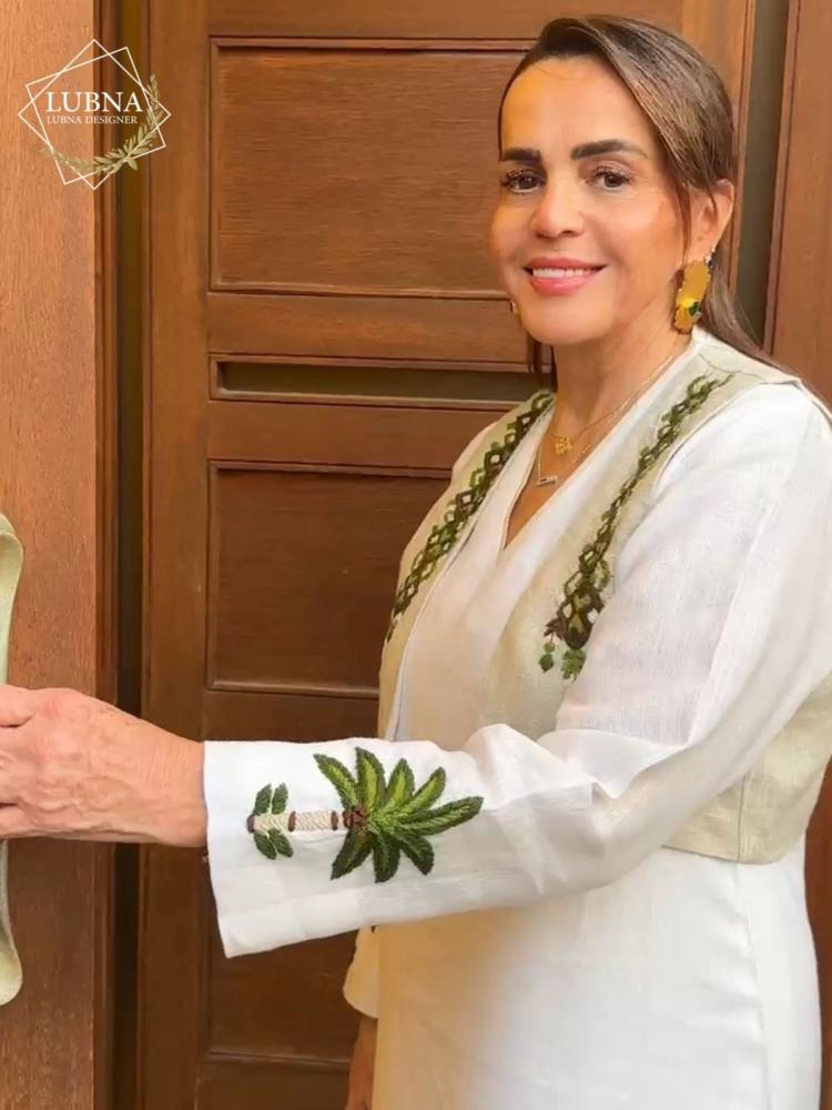 ثوب لينن نخلة مع فيست