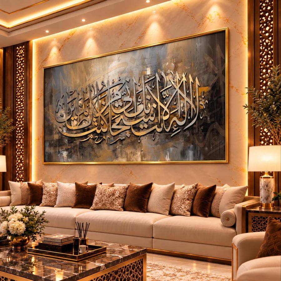 لوحة جدارية لا إله إلا أنت سبحانك إني كنت من الظالمين | كانفس فاخر بخط عربي A1319