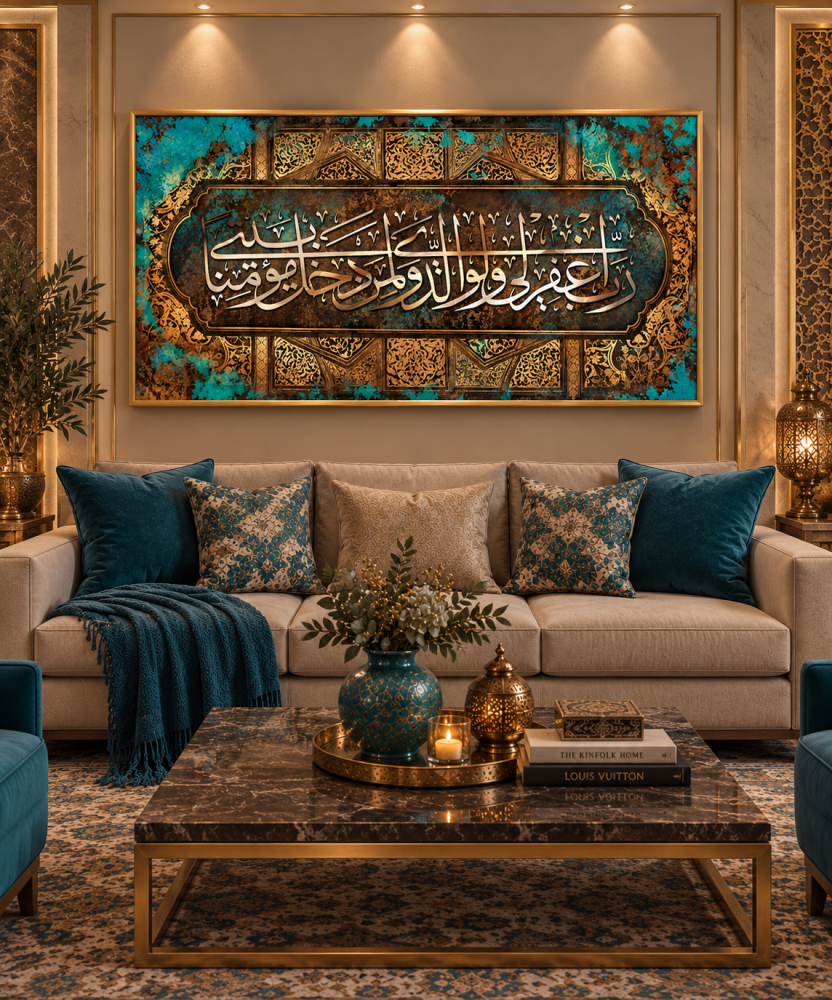 لوحة جدارية رب اغفر لي ولوالدي ولمن دخل بيتي مؤمنا A1910