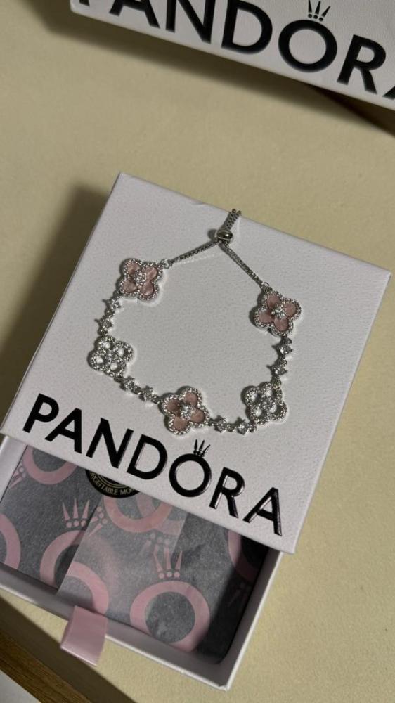 سوارة PANDORA وردي - فضي تشوكر لونين