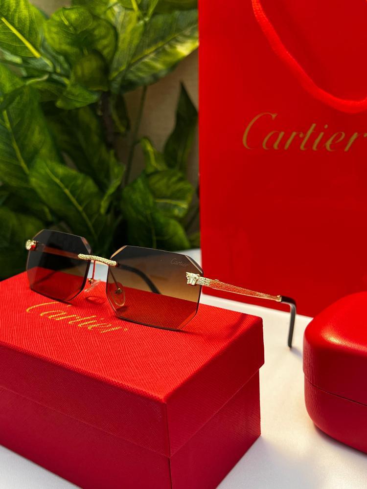 نظارة Cartier- اطار ذهبي- عدسة بني مدرج