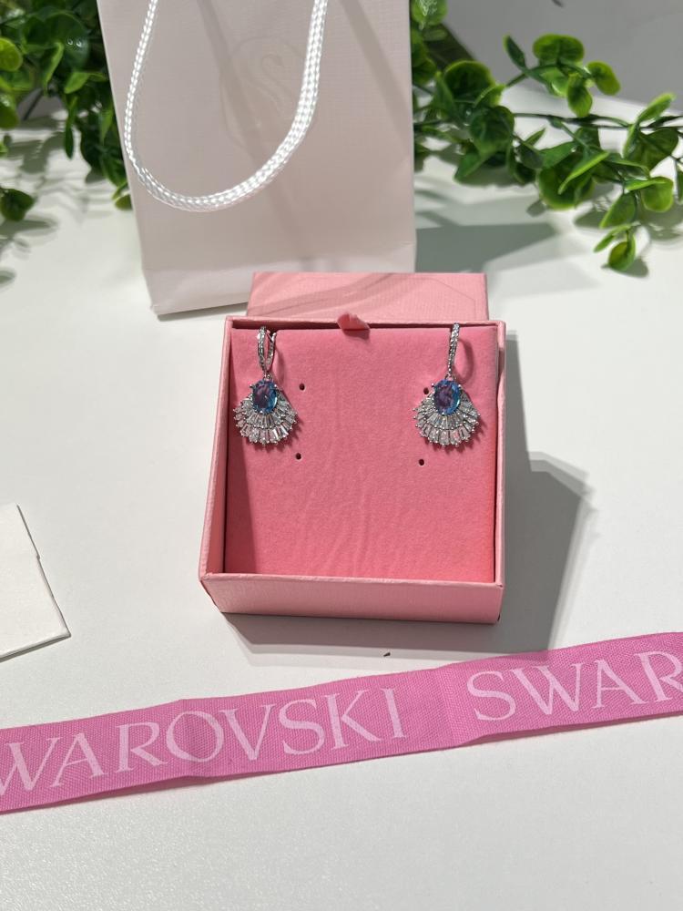 إسوارة SWAROVSKI - حلق سوارفيسكي فضي - أزرق