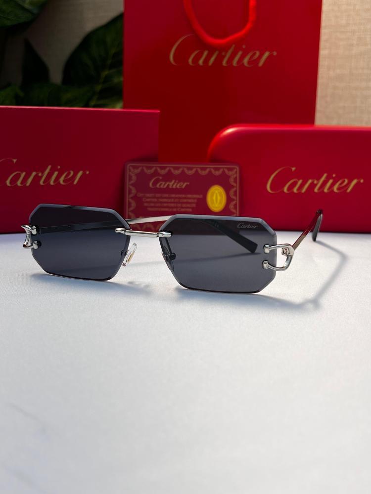 نظارة Cartier- اطار فضي - عدسه اسود