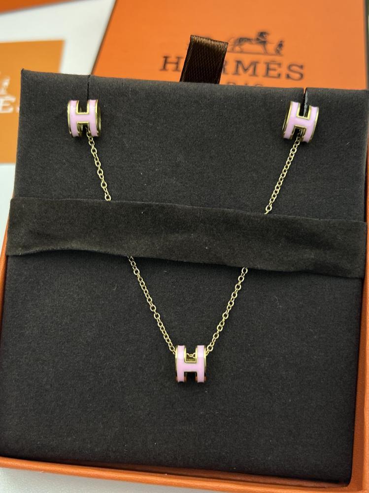 سلسال HERMES صغير معدن ذهبي - وردي