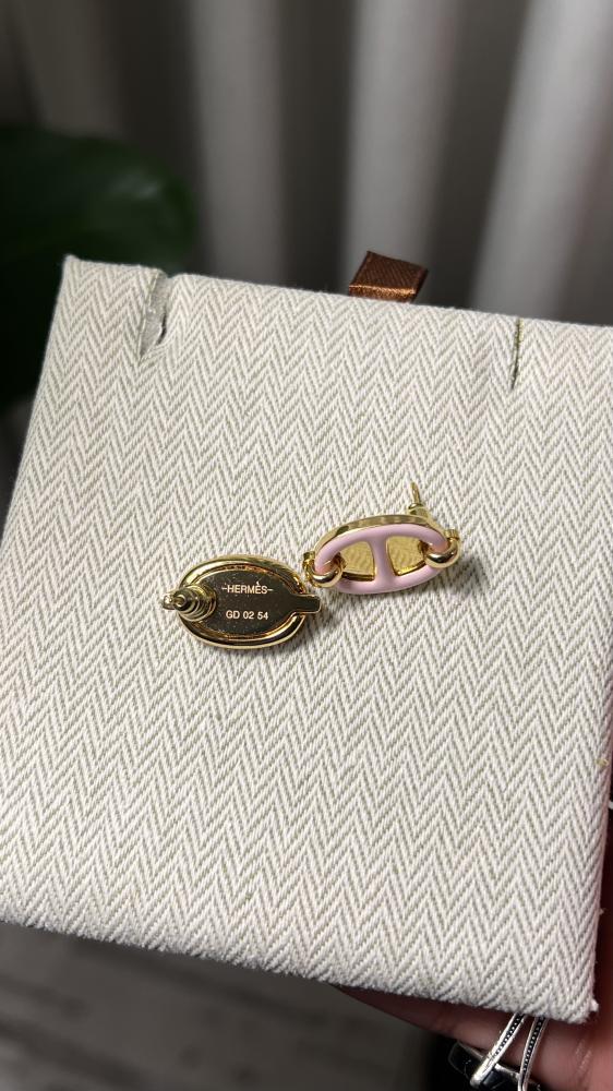 سلسال + حلق hermes ذهبي - وردي