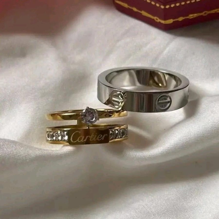 إكسسوار Cartier دبلتين من Cartier للزواج فضة عيار 925