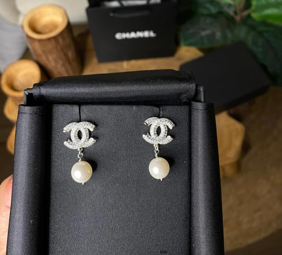 Silver CHANEL earrings