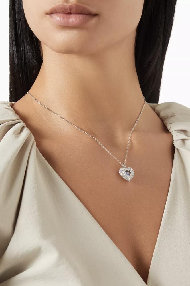 سلسال SWAROVSKI - سلسال سوارفيسكي فضي بكرستالة زرقاء