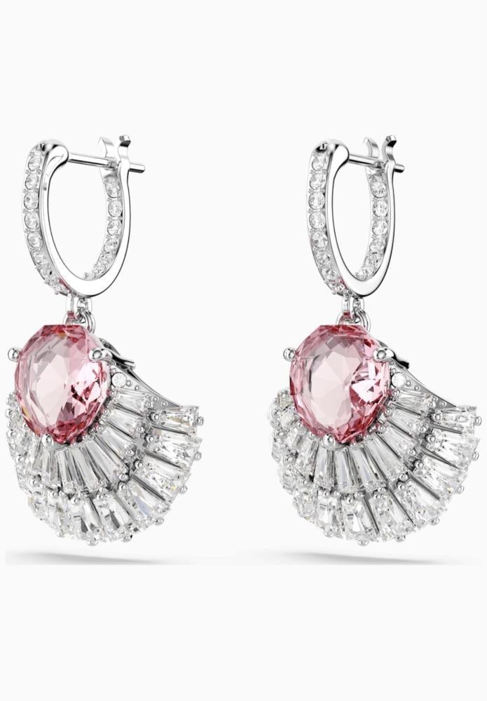 إسوارة SWAROVSKI - حلق سوارفيسكي فضي - وردي