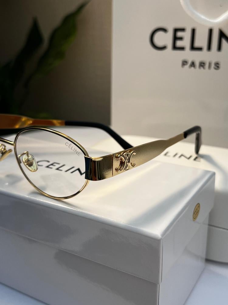 نظارة celine - إطار ذهبي - عدسة شافافة