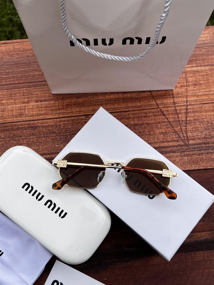 نظارة miu miu أطار ذهبي طرف تايقر - عدسة بني