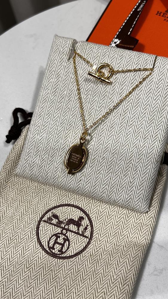 سلسال + حلق hermes ذهبي - سماوي