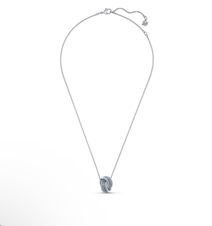 سلسال SWAROVSKI - سلسال سوارفيسكي فضي بكرستالة زرقاء