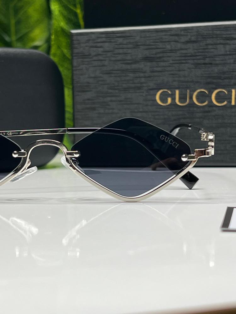 نظارة -GUCCI أطار فضي - عدسه اسود