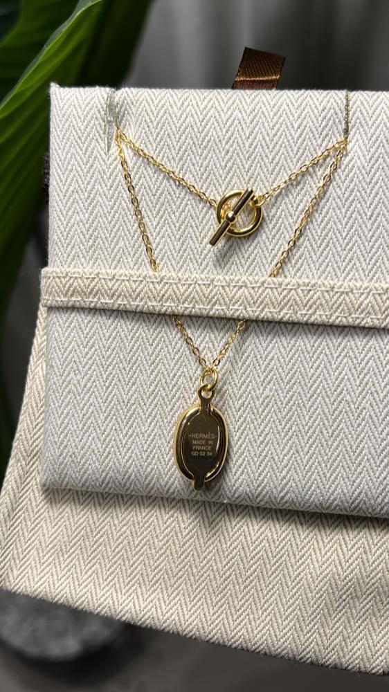 سلسال + حلق hermes ذهبي - برتقالي