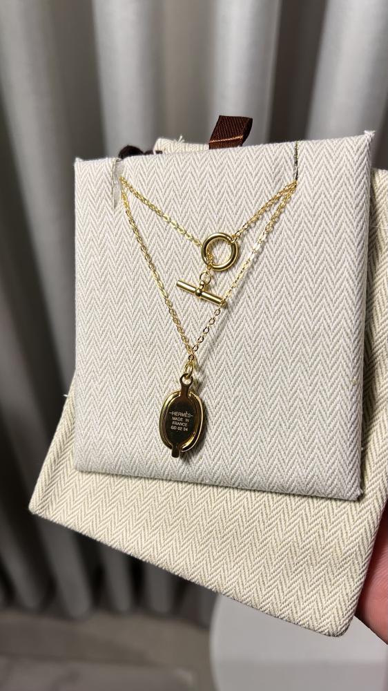 سلسال + حلق hermes ذهبي - وردي