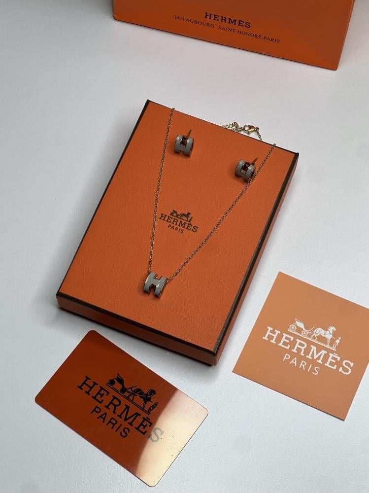 سلسال HERMES معدن ذهبي رمادي