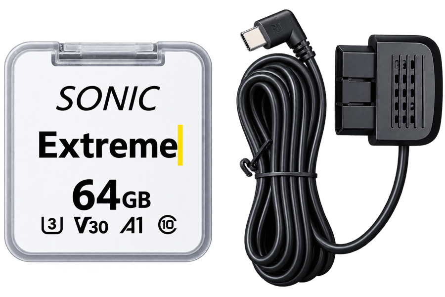 سونيك - Q8 Pro داش كام أمامية وخلفية بجودة 4K مع ذاكرة 64 جيجا وكيبل OBD مجاناً