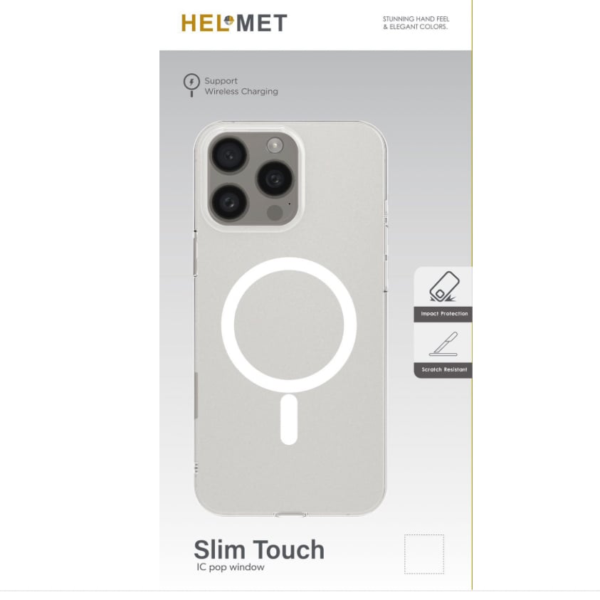 كفر حماية شفاف Slim Touch من HELMET يدعم الشحن اللاسلكي