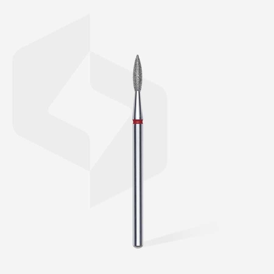 Diamond nail drill bit pointed flame red head EXPERT diameter 2,1 mm / working part 8 mm