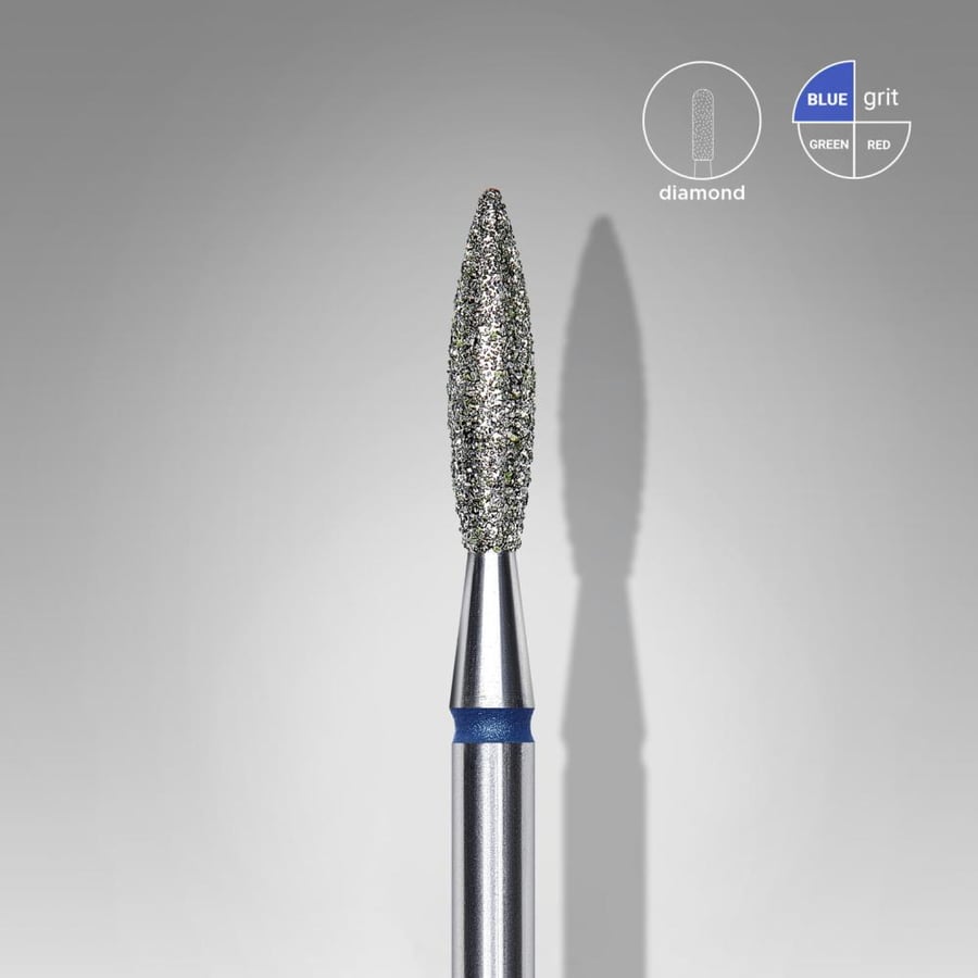 Diamond nail drill bit flame blue head EXPERT diameter 2,3 mm / working part 10 mm