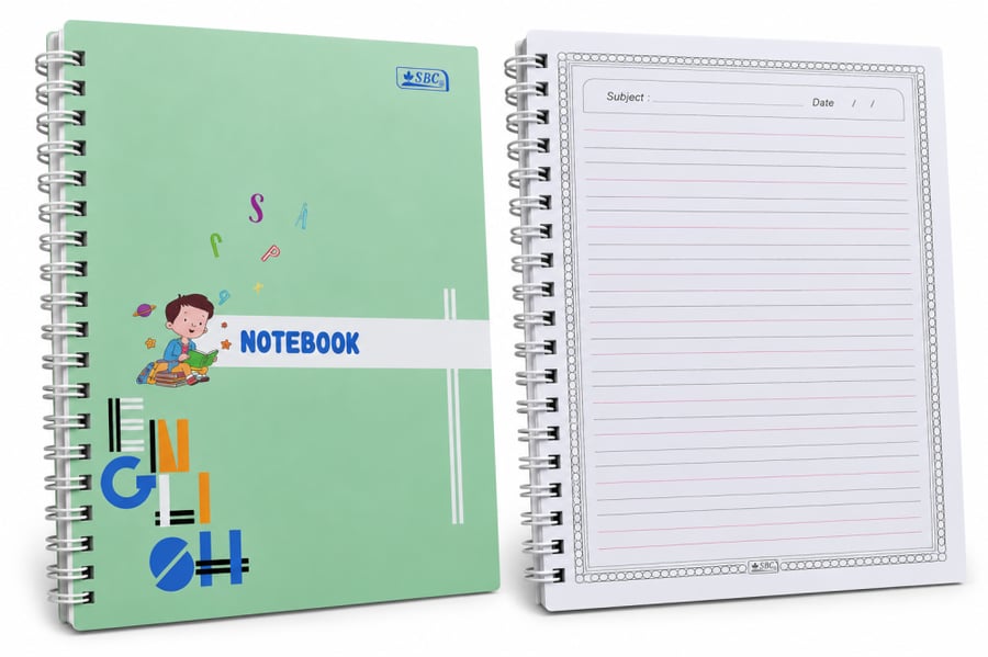دفتر سلك 60 ورقة  انجليزي صغير A5
