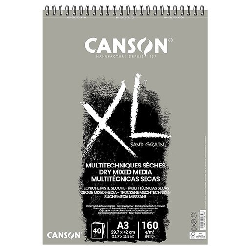 دفتر رسم كانسون (Canson XL) للوسائط الجافة بملمس رملي مقاس A3 - وزن 160 جرام 40 ورقة