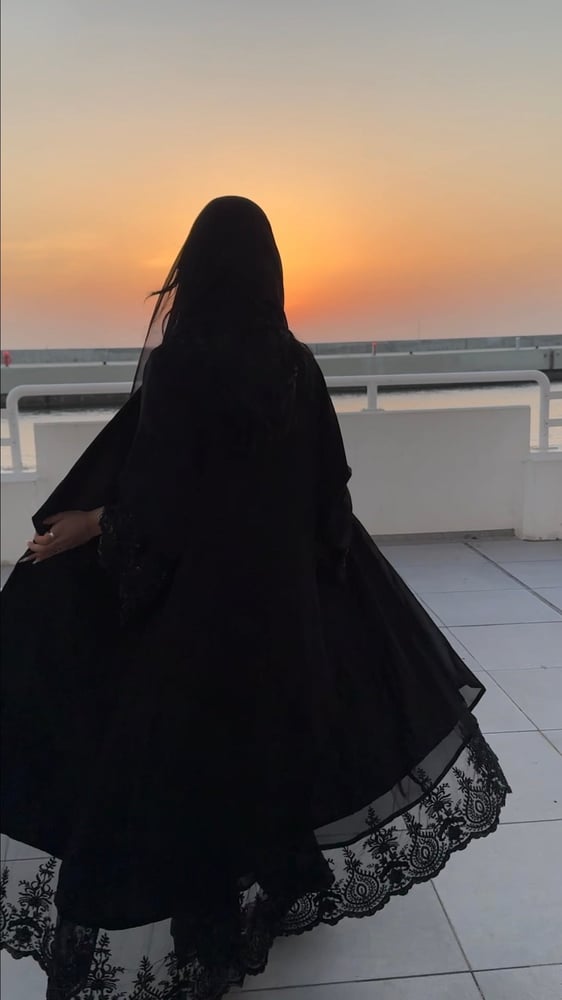 عباية دبل شيفون كلفة مطرزة