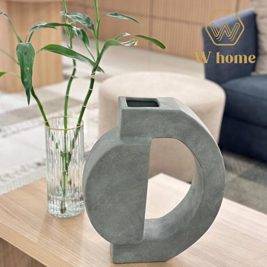Gray velvet vase half circle