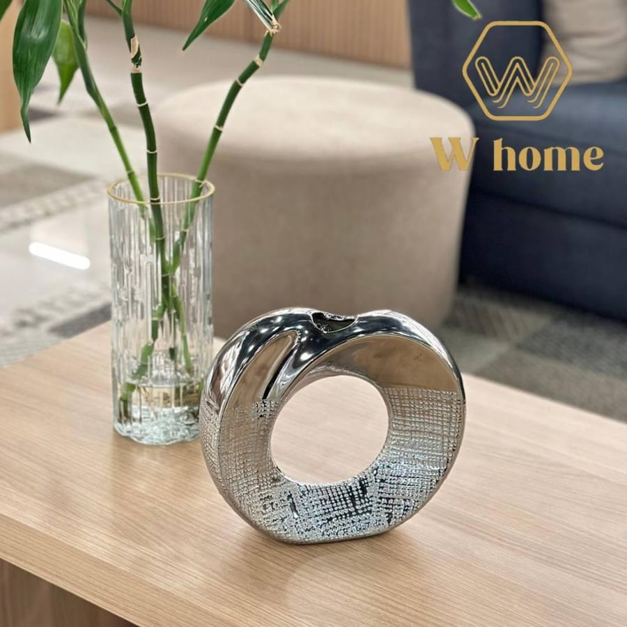 Silver ceramic vase