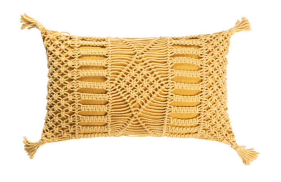 A yellow rectangular cushion