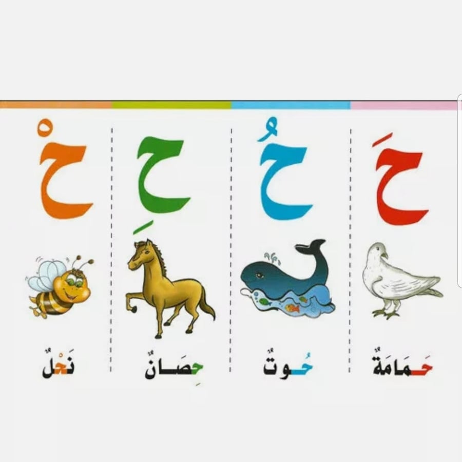 بطاقات هيا نتعلم حركات الحروف كل بطاقة تحتوي على حرف مشكل بالحركات الأربع مع صورة و كلمة تبدأ بنفس الحروف و خلف البطاقة يلون الطفل الحرف بالحركات الأربع