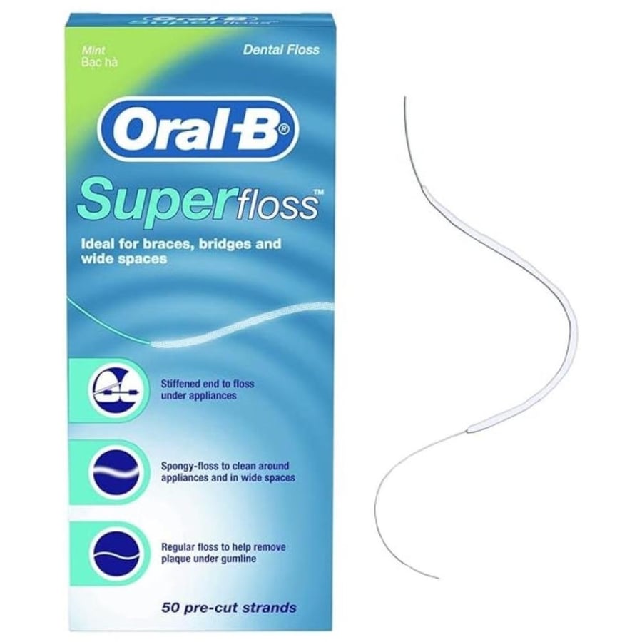 ORAL-B SUPERFLOSS DENTAL FLOSS 50-PRE CUT STRANDS