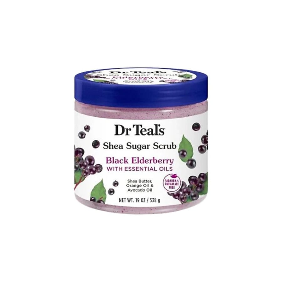 DR TEALS SHEA SUGAR SCRUB BLACK ELDERBERRY 538G
