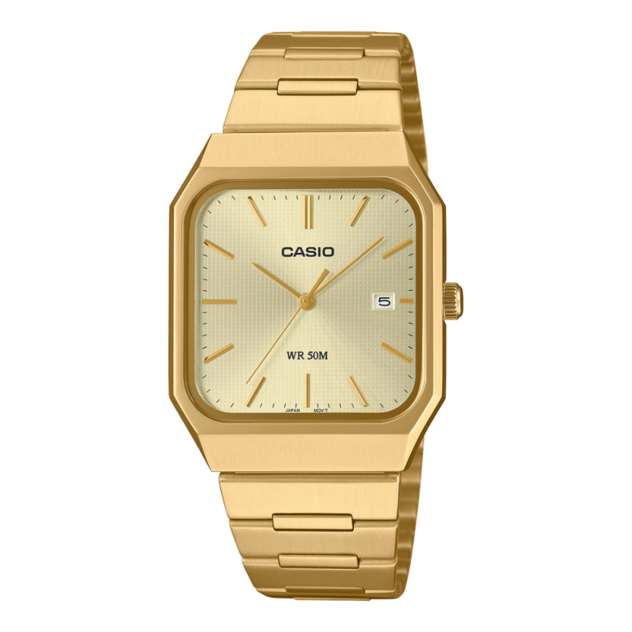 ساعة كاسيو رجالي ذهي MTP-B185G-AV