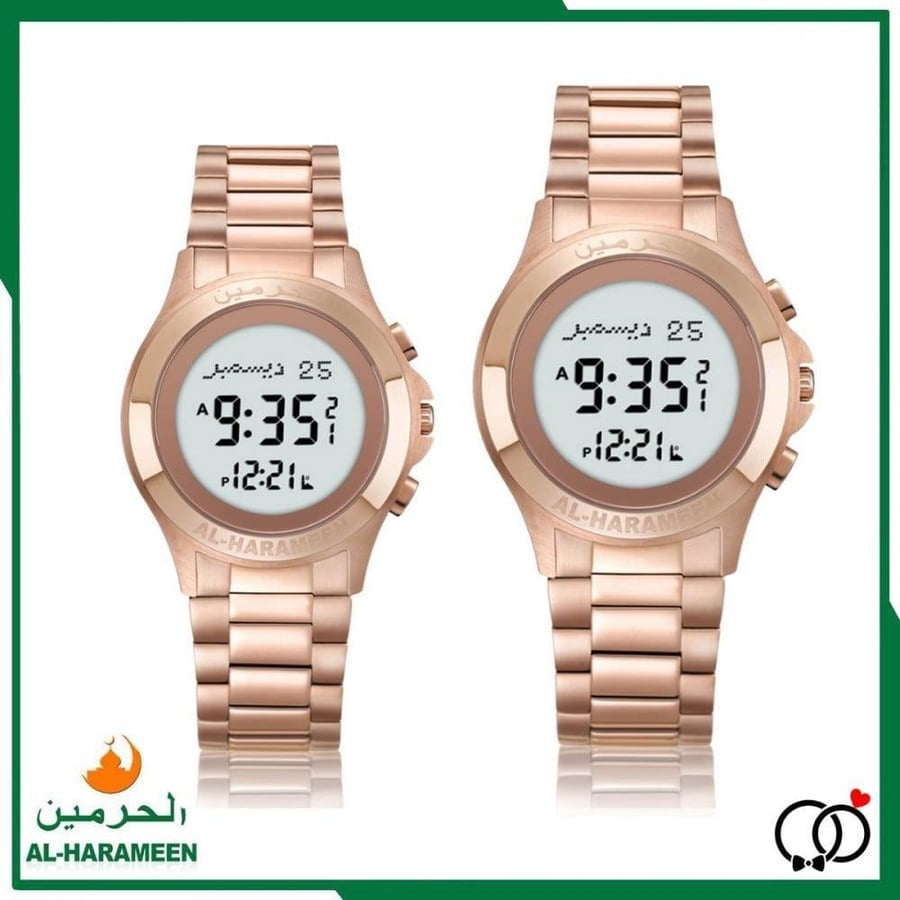 طقم ساعة الحرمين الفاخرة HA-6372 وHA-6371 رجالي - نسائي