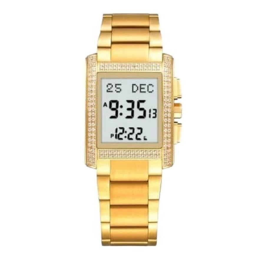 ساعة الحرمين دايموند الكلاسيكية HA-6208 مقاس 33MM مرصعة بالكريستال 4 جوانب