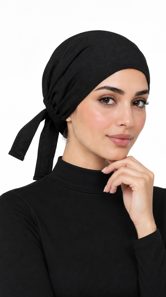 بندانة سوداء تحت الحجاب - TJ01