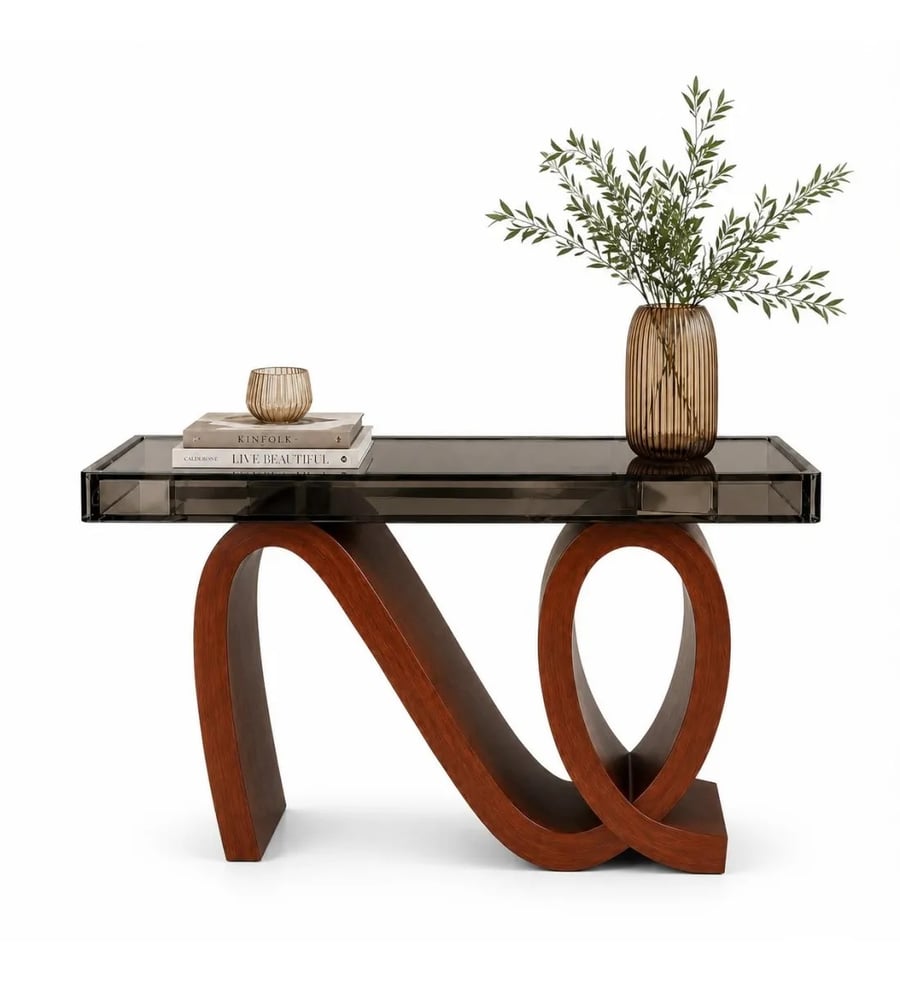طاولة كونسول أنيقة بتصميم عصري فاخر سطح مرايا زجاج مقاس 140×35×95سم (منتج تفصيل)