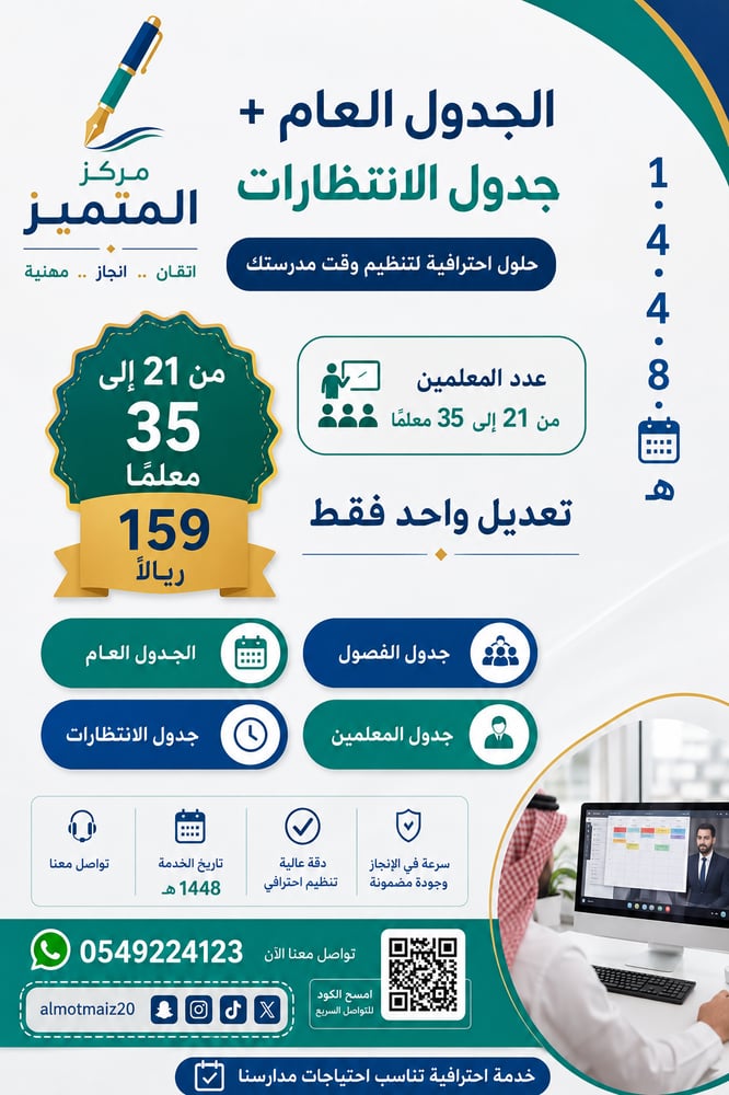 جدول المدرسة 21-35 معلم  +جدول الانتظارات