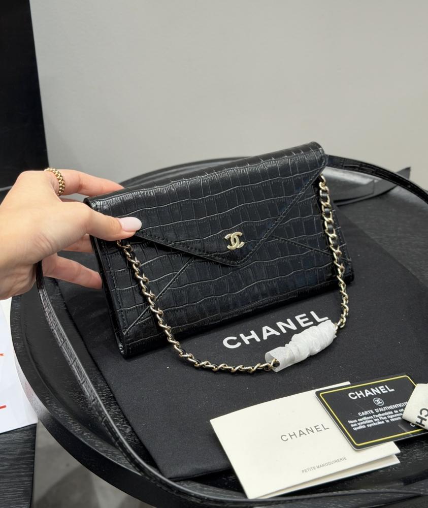 Chanel 26s Crocodile Clutch Bag - Black