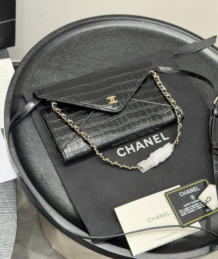 Chanel 26s Crocodile Clutch Bag - Black